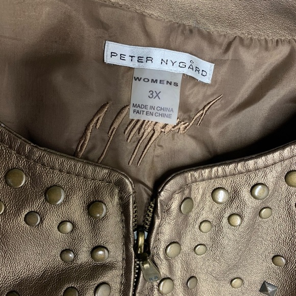 Peter Nygard womens leather jacket size 3X bronze color - Picture 4 of 4